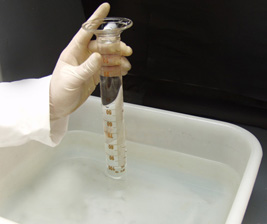 fill and invert graduated cylinder